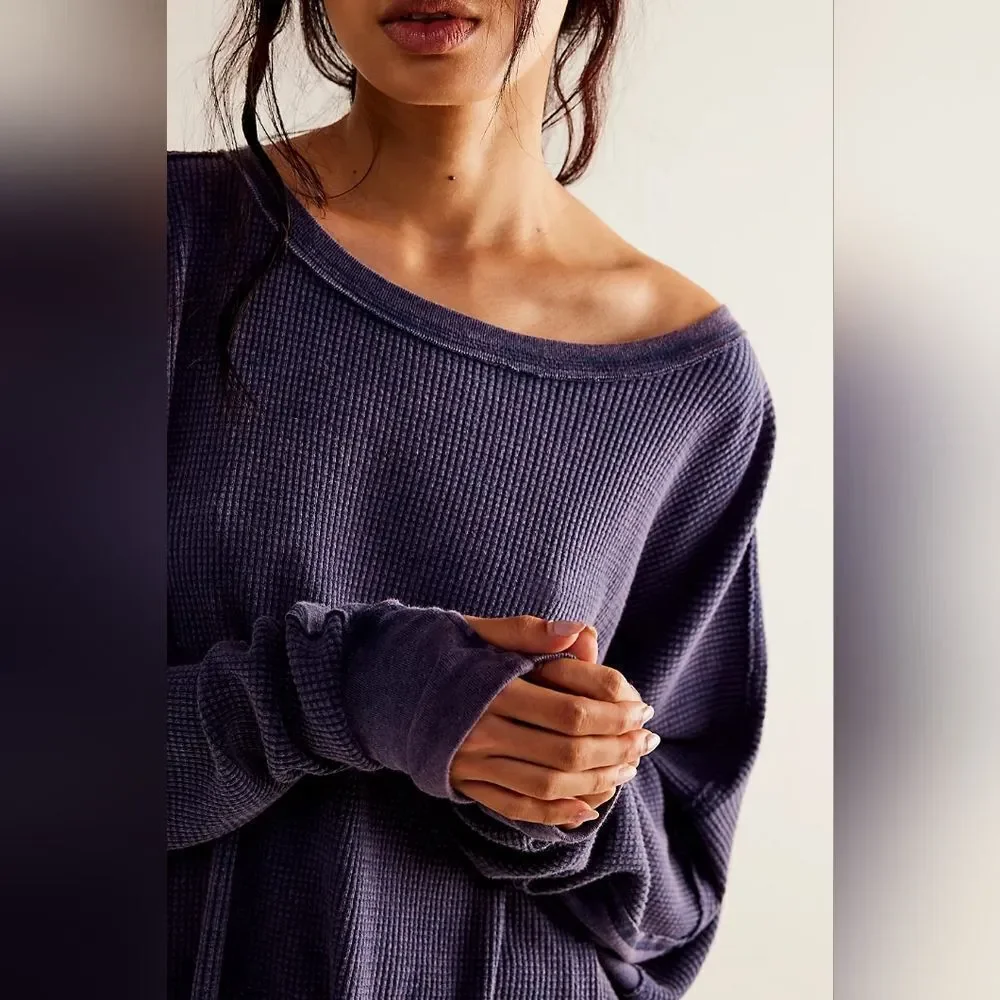 NWT/NWOT Free People Microphone Drop Thermal - Silver Pine